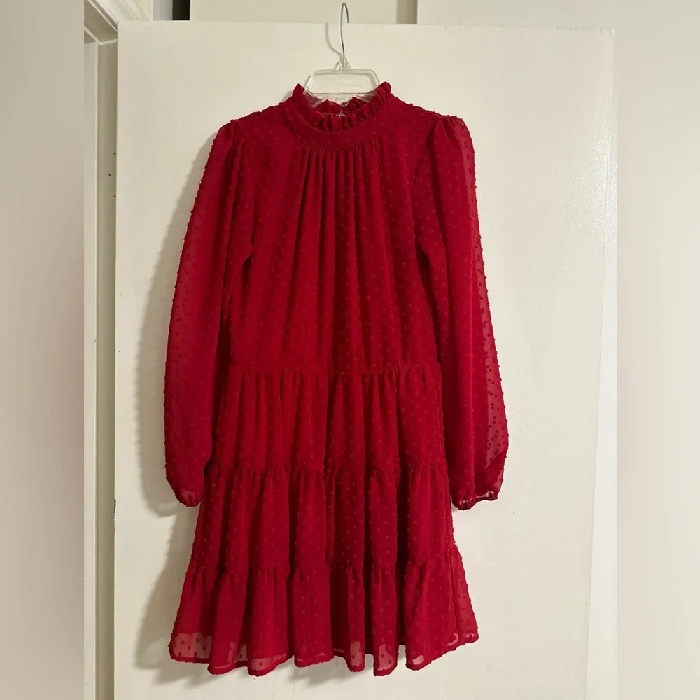 Small Altar'd State Red High Neck Long Sleeve Dress